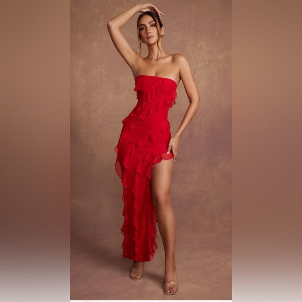 NWT Oh Polly Nevali Bandeau Ruffle Dress